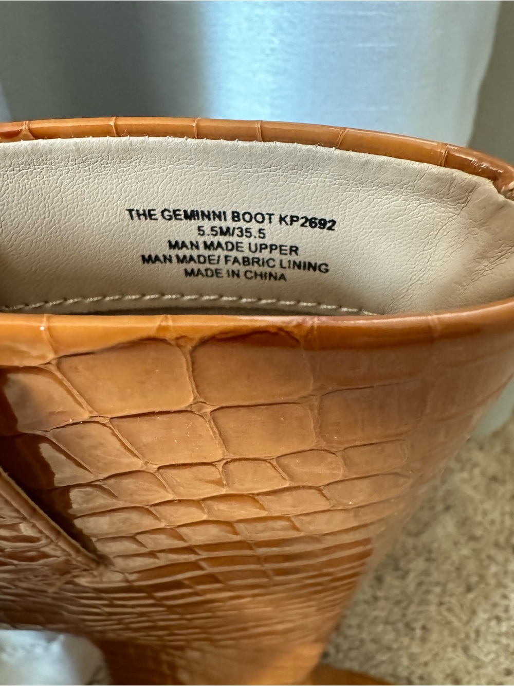 Katy Perry Collections Tall Croc-Embossed Over-the-Knee Boots in Cognac Brown - Picture 4 of 5
